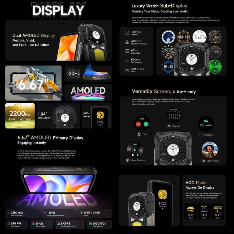 Ulefone Armor 29 Ultra 5G Rugged Phone, 16GB+1TB, 6.67 inch + 1.04 inch Android 15 MediaTek Dimensity 9300+ Octa Core