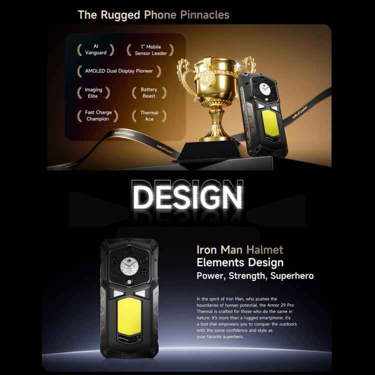 Ulefone Armor 29 Pro 5G, Thermal Version Rugged Phone, 16GB+512GB, 6.67 inch + 1.04 inch MediaTek Dimensity 7400 Octa Core,Android 15
