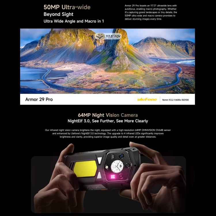 Ulefone Armor 29 Pro 5G Rugged Phone, 16GB+512GB, 6.67 inch + 1.04" Rear Sub-Display,21200mAh Mega Battery, 120W Flash Charge, Android 15