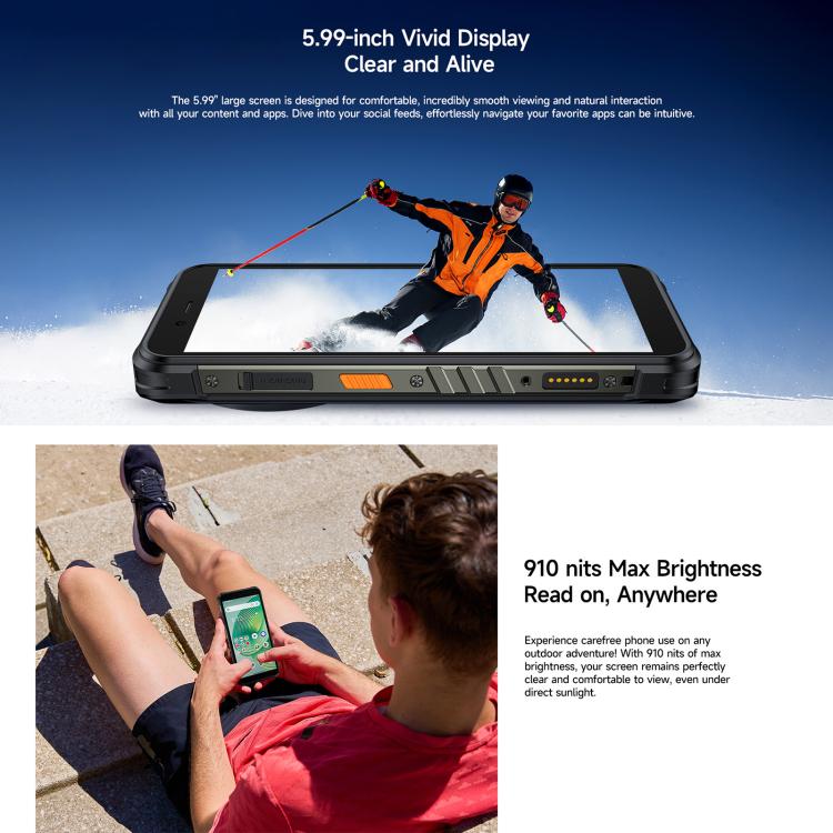 Teléfono robusto Ulefone RugKing 4G, 8 GB + 256 GB, IP68/IP69K, 5,99 pulgadas, Android 15, Unisoc T7255, ocho núcleos