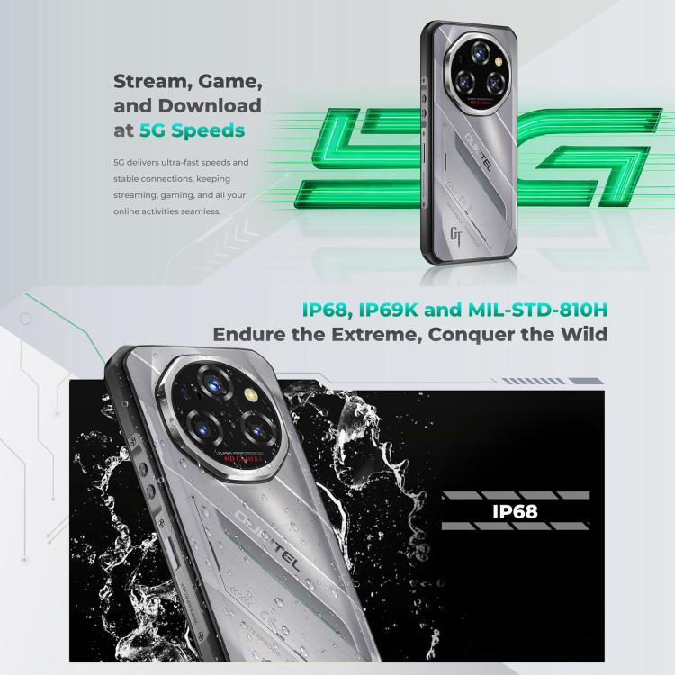Oukitel WP62 Rugged Phone, 12GB+512GB, 108MP Camera, Fingerprint Identification, 6.6 inch Android 15 MediaTek Dimensity 7025 Octa Core, NFC, OTG, Network: 5G, 12GB+512GB