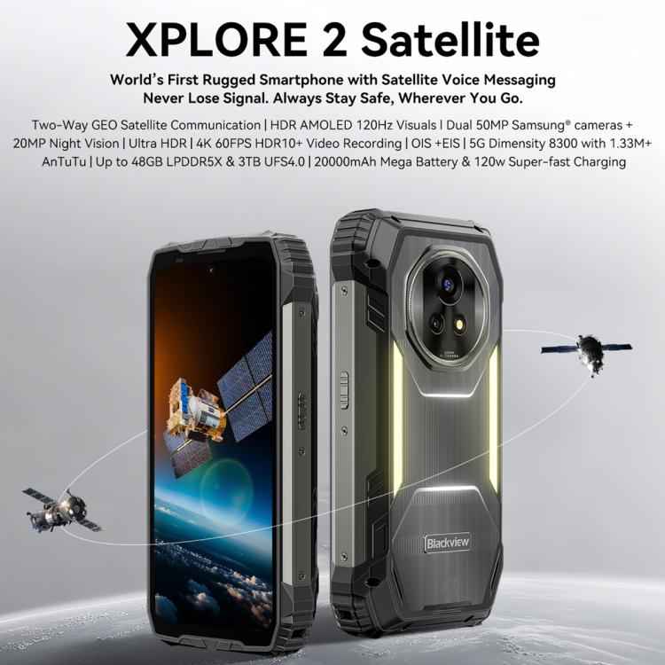 Blackview XPLORE 2 Satellite, 12GB+256GB, 6.73 inch Android 15 Dimensity 8300 MT6897 Octa Core, Network: 5G, OTG, NFC, XPLORE 2 Satellite 12GB+256GB