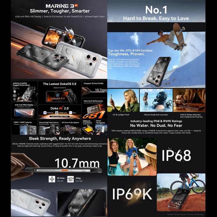 Blackview Oscal Marine 3 4G 8GB/256GB – 6.56" Android 16, Helio G81, NFC & OTG