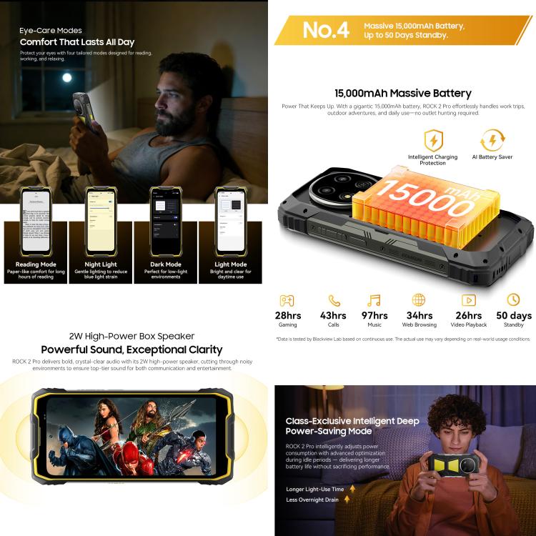 Blackview ROCK 2 Pro Rugged Phone, 8GB+256GB, 6.67 inch Android 16 Unisoc UMS9620 T8100 Octa Core, Network: 5G, OTG, NFC