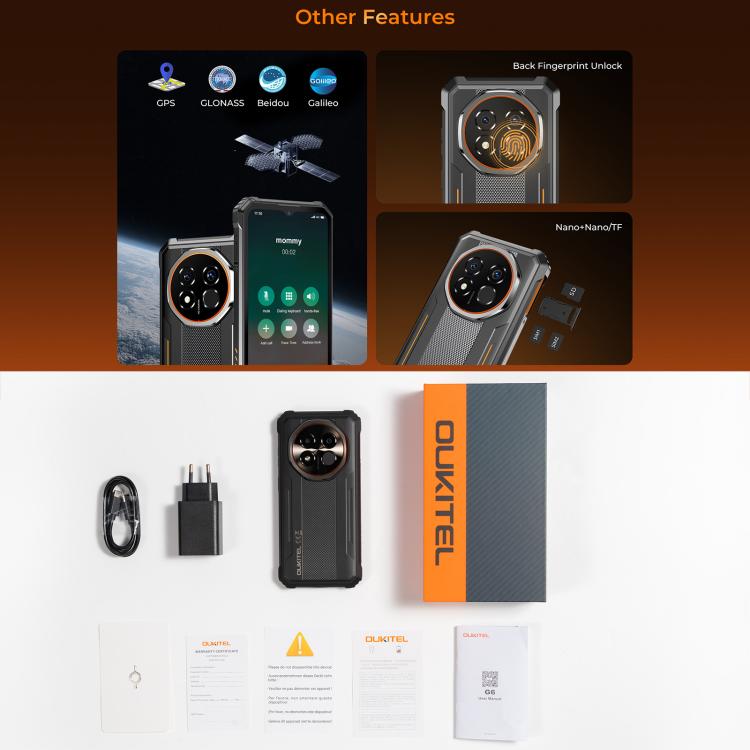 Oukitel G6 Rugged Phone, 4GB+128GB, Fingerprint Identification, 10600mAh Battery, 6.52 inch Android 16.0 Unisoc T615 Octa Core, NFC, OTG, Network: 4G, 4GB+128GB