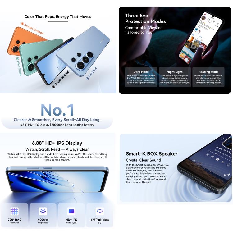 Blackview WAVE 10C 4G 4GB/128GB – 6.88" Android 16, Unisoc T310, OTG