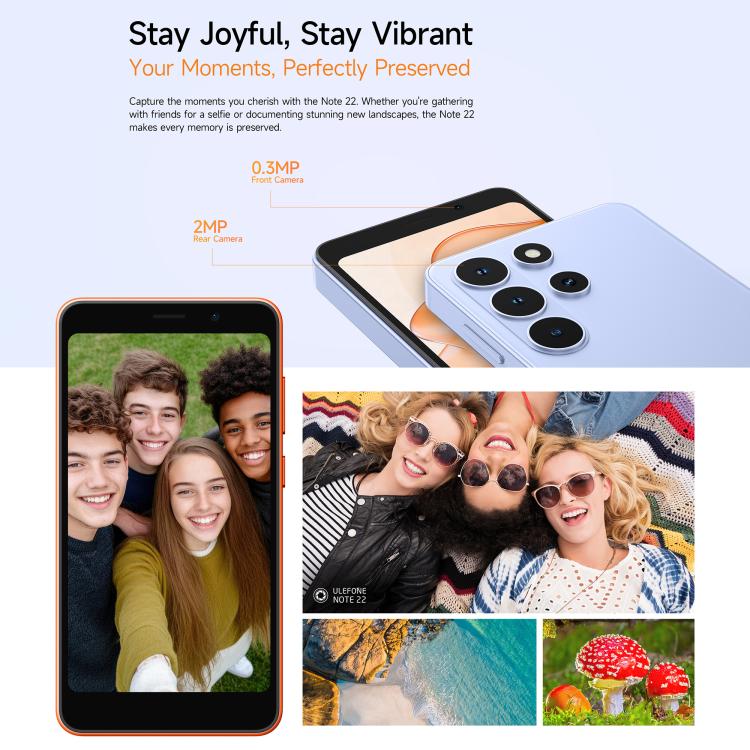 Ulefone Note 22, 3GB+32GB, 5.0 inch Android 16 Go Unisoc T7100 Octa Core, Network: 4G, OTG, Note 22