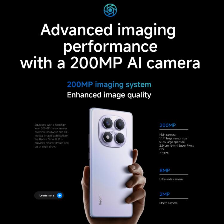 Xiaomi Redmi Note 14 Pro 4G - 12GB+256GB, In-screen Fingerprint, 6.67" Display, Helio G100-Ultra, NFC, 4G Network, Available in Black and Blue