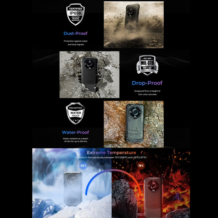 Teléfono robusto HOTWAV T7: 6 GB de RAM, 256 GB de almacenamiento, batería de 6280 mAh, pantalla de 6,6 pulgadas, Android 13 MT8788