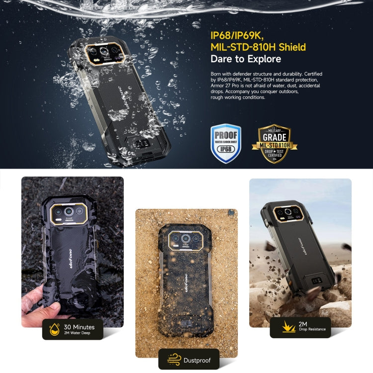 Ulefone Armor 27 Pro Rugged Phone, 12GB+256GB, Night Vision, 10600mAh, 6.78 inch Android 14 MediaTek Dimensity 6300 Octa Core