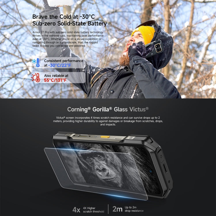 Ulefone Armor 27 Pro Rugged Phone, 12GB+256GB, Night Vision, 10600mAh, 6.78 inch Android 14 MediaTek Dimensity 6300 Octa Core