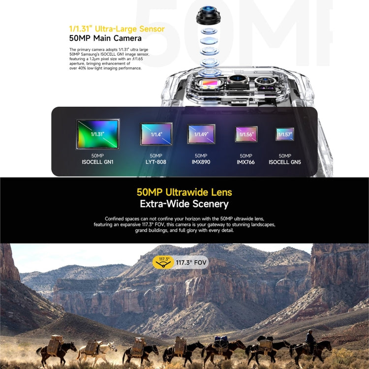 Ulefone Armor 27 Pro Rugged Phone, 12GB+256GB, Night Vision, 10600mAh, 6.78 inch Android 14 MediaTek Dimensity 6300 Octa Core