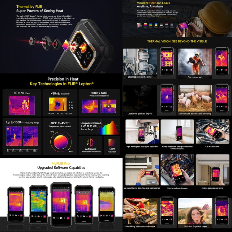 Ulefone Armor 27T Pro Rugged Phone with Thermal Imaging, 12GB RAM, 256GB Storage, Night Vision, 10600mAh Battery, 6.78-inch Display, Android 14, 5G Network, NFC, MediaTek Dimensity 6300