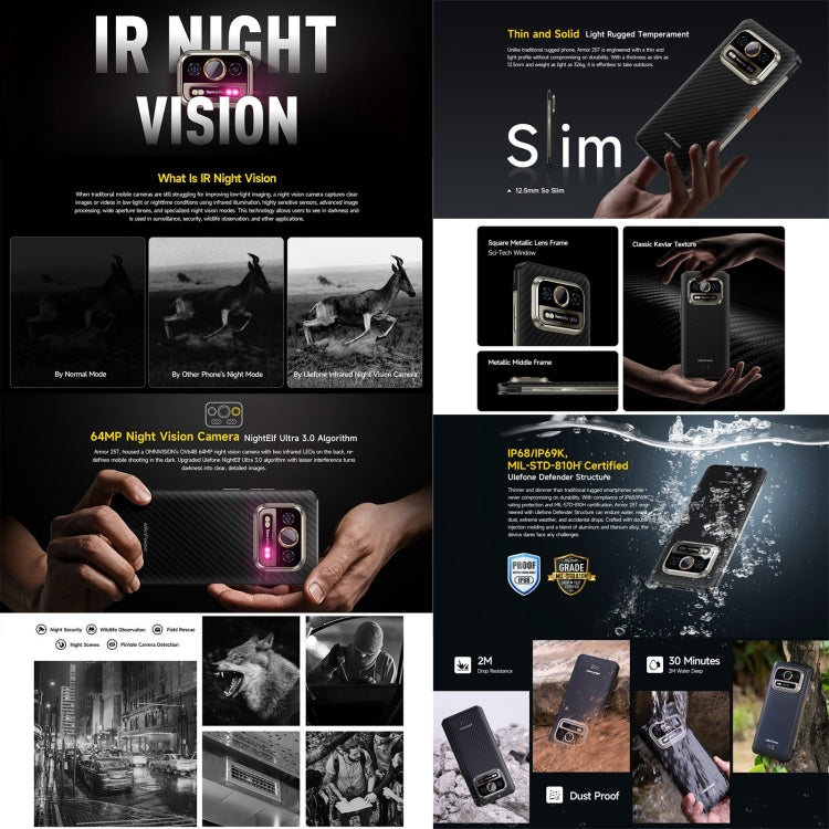 Ulefone Armor 25T Rugged Phone, 6GB+256GB, Thermal Imaging, 6.78 inch Android 14 MediaTek Helio G99 Octa Core