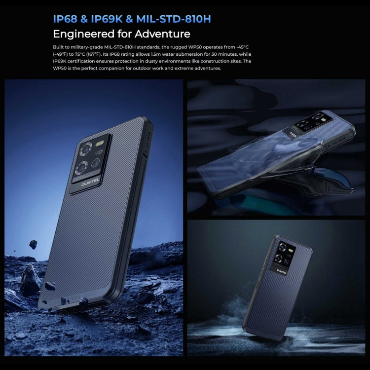 Oukitel WP50 Rugged 5G Phone - 4GB RAM, 256GB Storage, 6.6" Display, Android 14, MediaTek Dimensity 6100+, NFC, 5G Network
