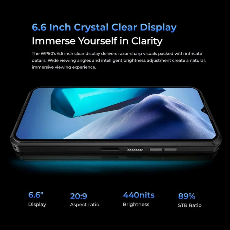 Oukitel WP50 Rugged 5G Phone - 4GB RAM, 256GB Storage, 6.6" Display, Android 14, MediaTek Dimensity 6100+, NFC, 5G Network