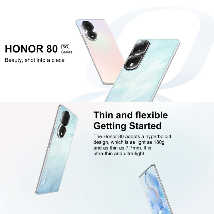 HONOR 80 5G Triple Back Cameras, Screen Fingerprint Identification, 6.67 inch Magic UI 7.0 Qualcomm Snapdragon 782G Octa Core up to 2.7GHz, Network: 5G, OTG, NFC, Not Support Google Play, Honor 80 5G, 8GB+256GB