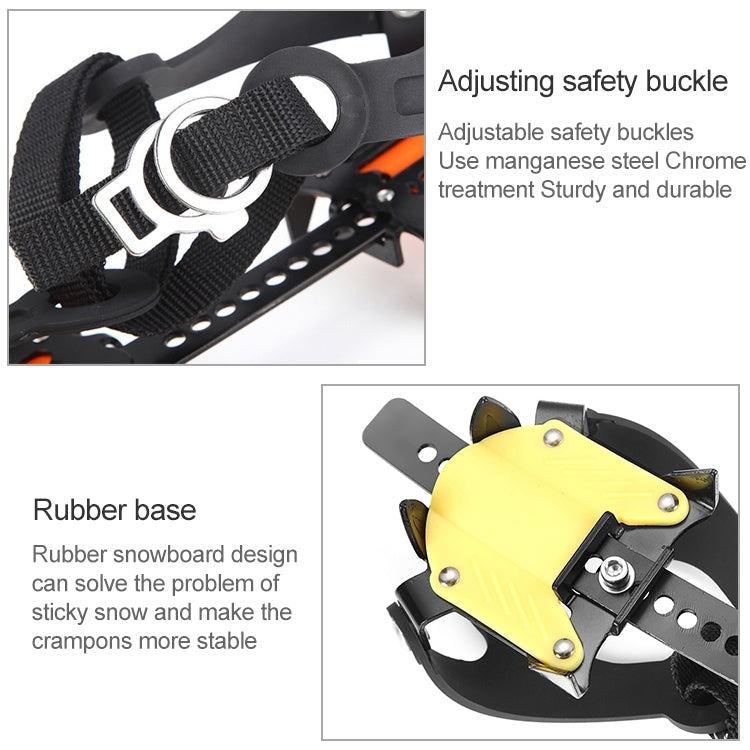 Aotu AT8701 One Pair 10 Teeth Anti-Slip Ice Gripper Snow Climbing Shoes Covers, 10 Teeth Orange, 10 Teeth Yellow - LYDARZ