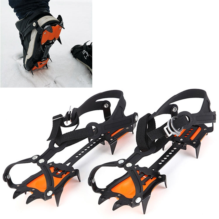 Aotu AT8701 One Pair 10 Teeth Anti-Slip Ice Gripper Snow Climbing Shoes Covers, 10 Teeth Orange, 10 Teeth Yellow - LYDARZ