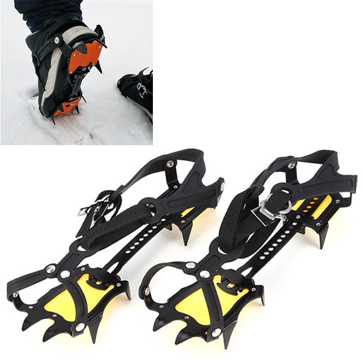 Aotu AT8701 One Pair 10 Teeth Anti-Slip Ice Gripper Snow Climbing Shoes Covers, 10 Teeth Orange, 10 Teeth Yellow - LYDARZ