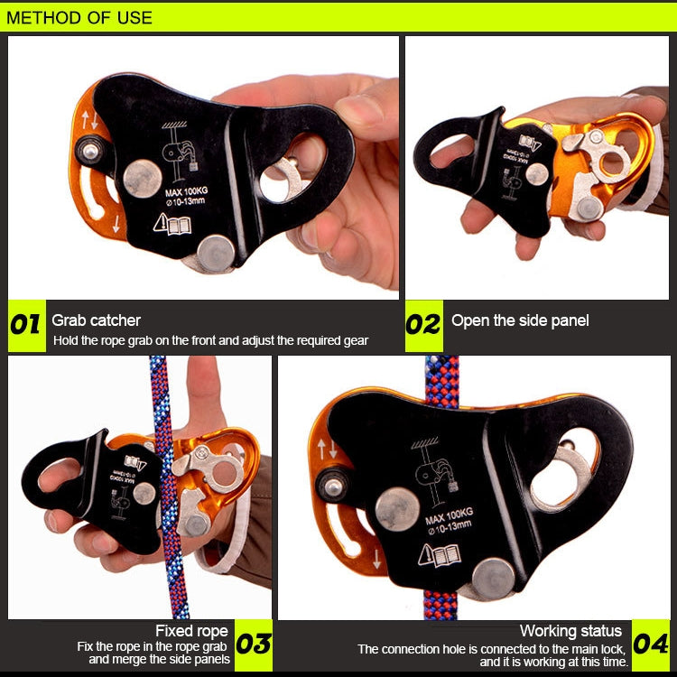 XINDA EN567 Outdoor Rock Climbing Aerial Work Anti-fall Rope Gripper for 8-13mm Diameter Rope - LYDARZ