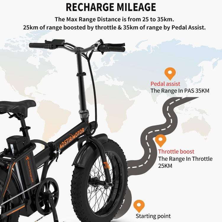 500W 36V 13AH Foldable E-Bike for Adults - 20'' Tires, Orange/Black - LYDARZ