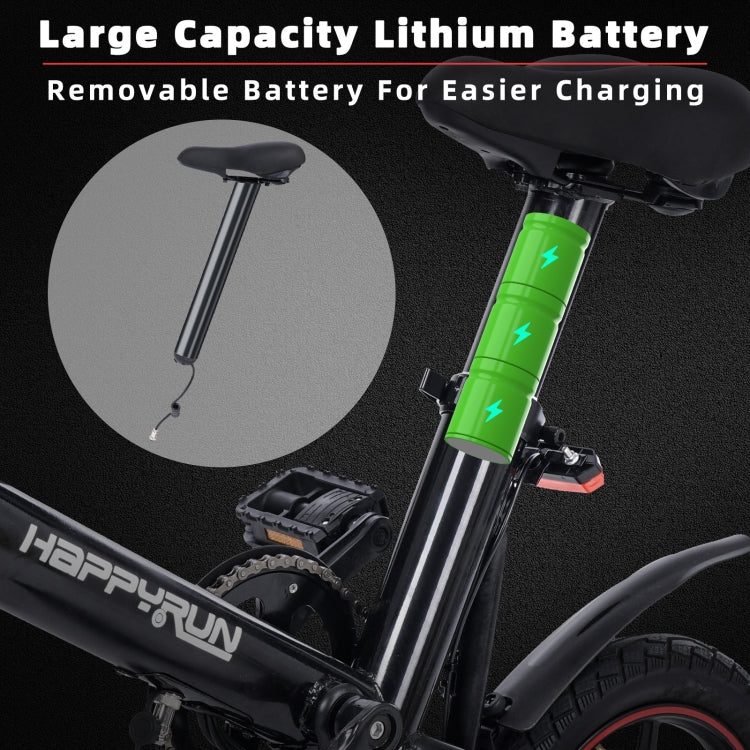HappyRun HR-X40 350W 36V E-Bike, 14" Tires, EU Plug - LYDARZ