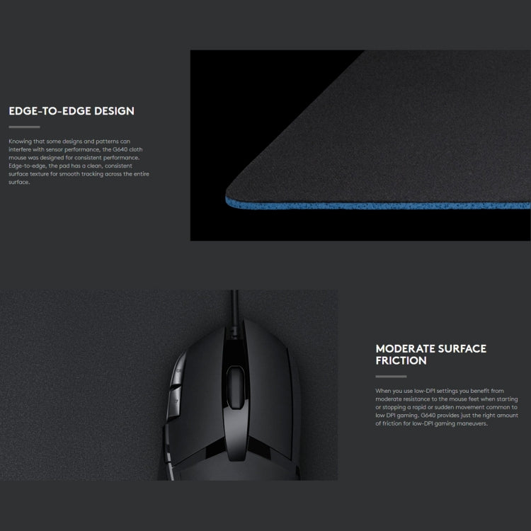 Logitech G640 Gaming Mouse Pad - Soft Cloth E-sport Design, Size 46 x 40cm