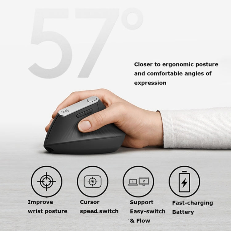 Ratón vertical Logitech MX 4000 DPI inalámbrico ergonómico óptico con USB-C