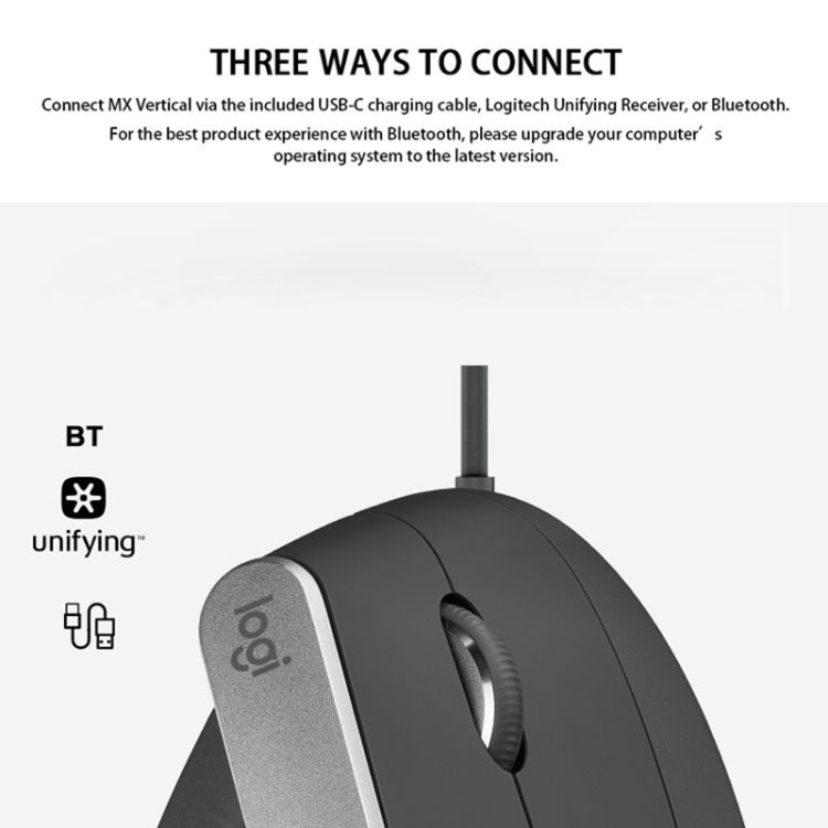 Ratón vertical Logitech MX 4000 DPI inalámbrico ergonómico óptico con USB-C