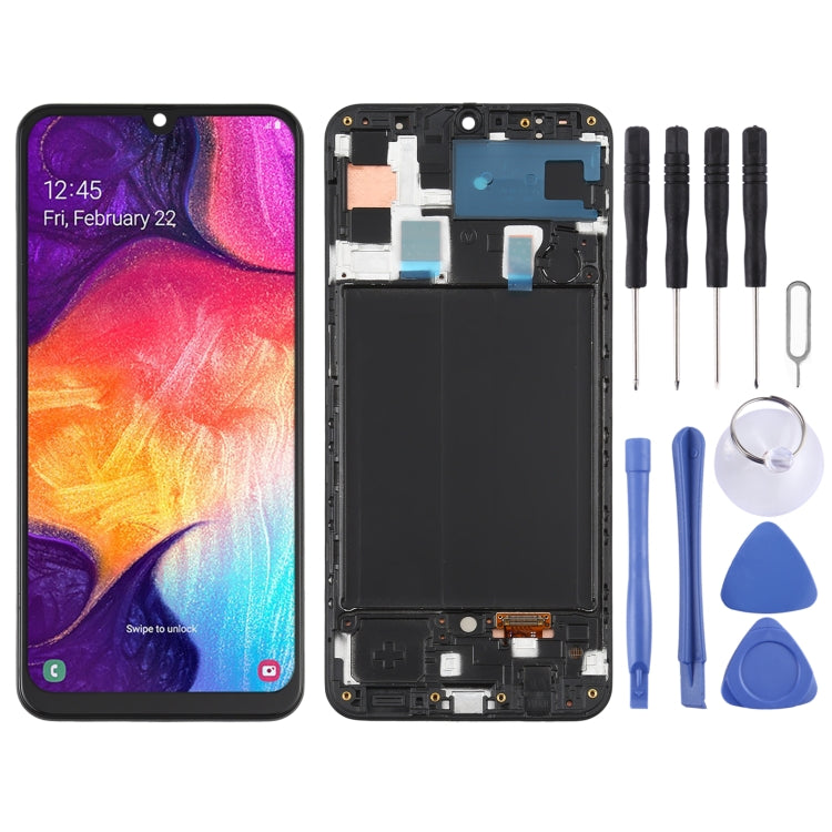 Original Super AMOLED LCD Screen for Galaxy A50 Digitizer Full Assembly with Frame, For Samsung Galaxy A50