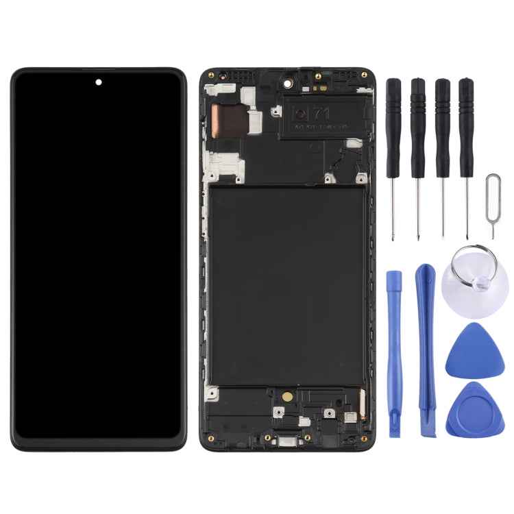Original Super AMOLED Material LCD Screen and Digitizer Full Assembly with Frame for Galaxy A71, For Samsung Galaxy A71(Original with Frame)
