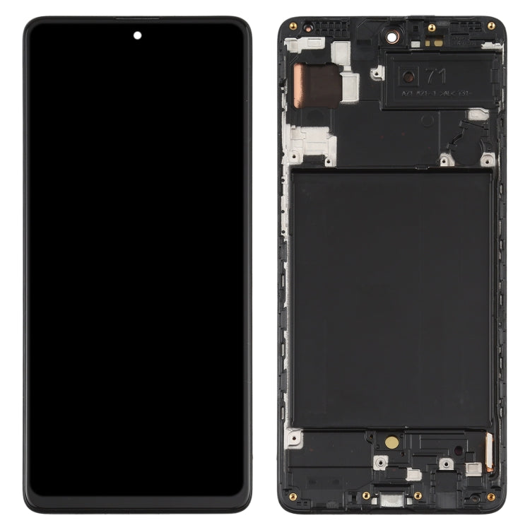 Original Super AMOLED Material LCD Screen and Digitizer Full Assembly with Frame for Samsung Galaxy A71(Original with Frame)
