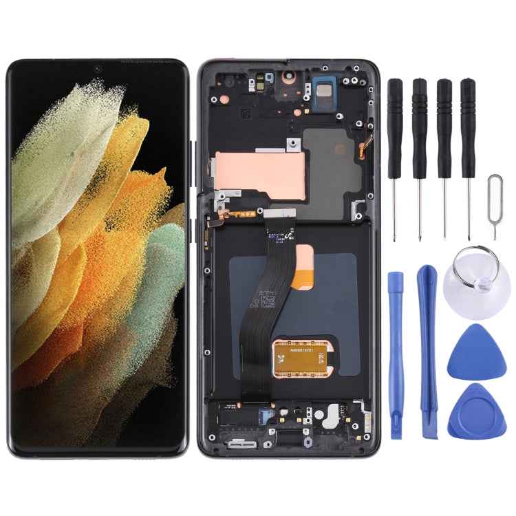 Original LCD Screen and Digitizer Full Assembly with Frame For Samsung Galaxy S21 Ultra 5G SM-G998B, For Samsung Galaxy S21 Ultra 5G