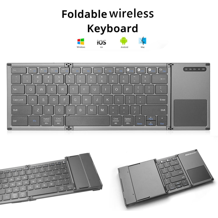 Mini teclado inalámbrico Bluetooth ultrafino multifunción de tres pliegues B066S