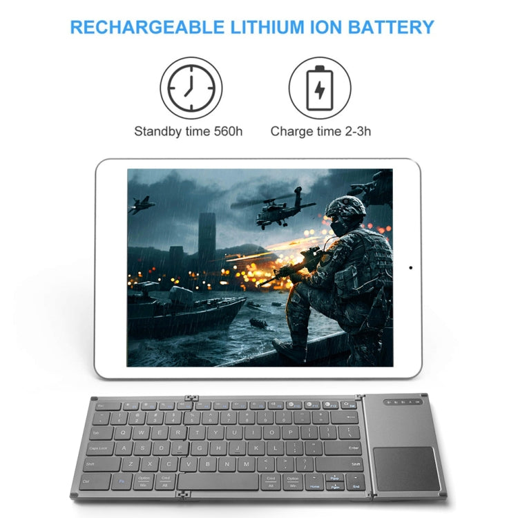 Mini teclado inalámbrico Bluetooth ultrafino multifunción de tres pliegues B066S