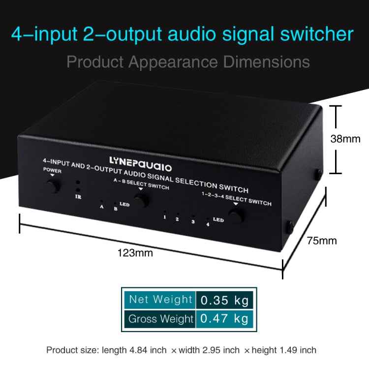 4-In 2-Out / 2-In 4-Out RCA Audio Selector Switch with Remote Control