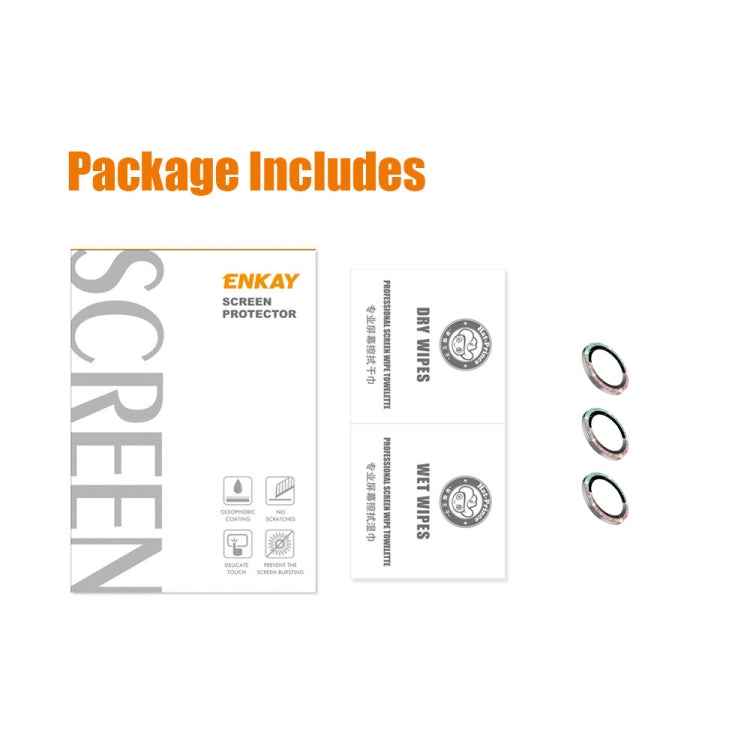 ENKAY Hat-Prince Glitter Rear Lens Aluminium Alloy Tempered Glass Film, For iPhone 15 Pro / 15 Pro Max, For iPhone 15 / 15 Plus