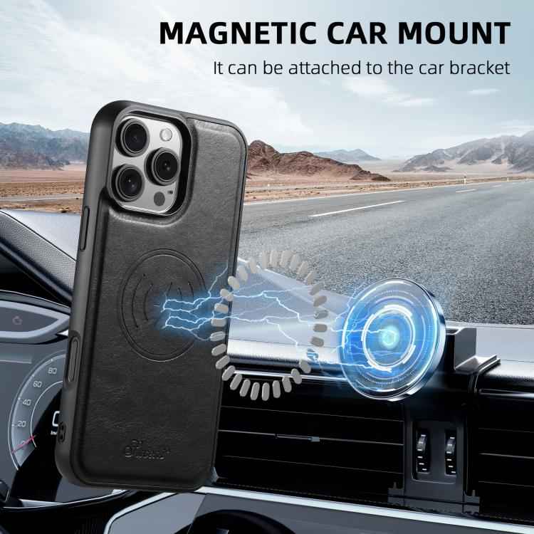 Suteni H15 MagSafe Oil Eax Leather Detachable Wallet Back Phone Case