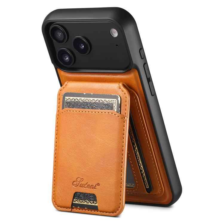 Suteni H15 MagSafe Oil Eax Leather Detachable Wallet Back Phone Case