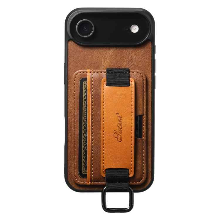 Suteni H13 Card Wallet Wrist Strap Holder PU Phone Case