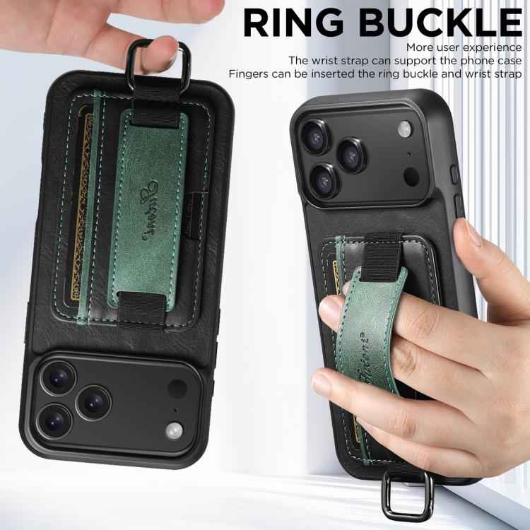 Suteni H13 Card Wallet Wrist Strap Holder PU Phone Case