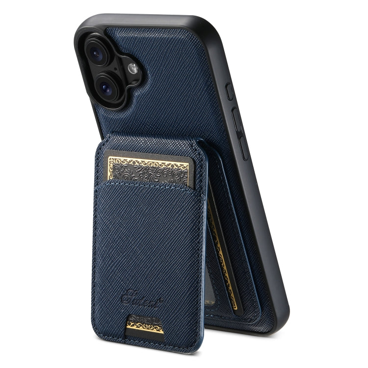 Suteni H18 Cross Grain MagSafe Wallet Leather Phone Case