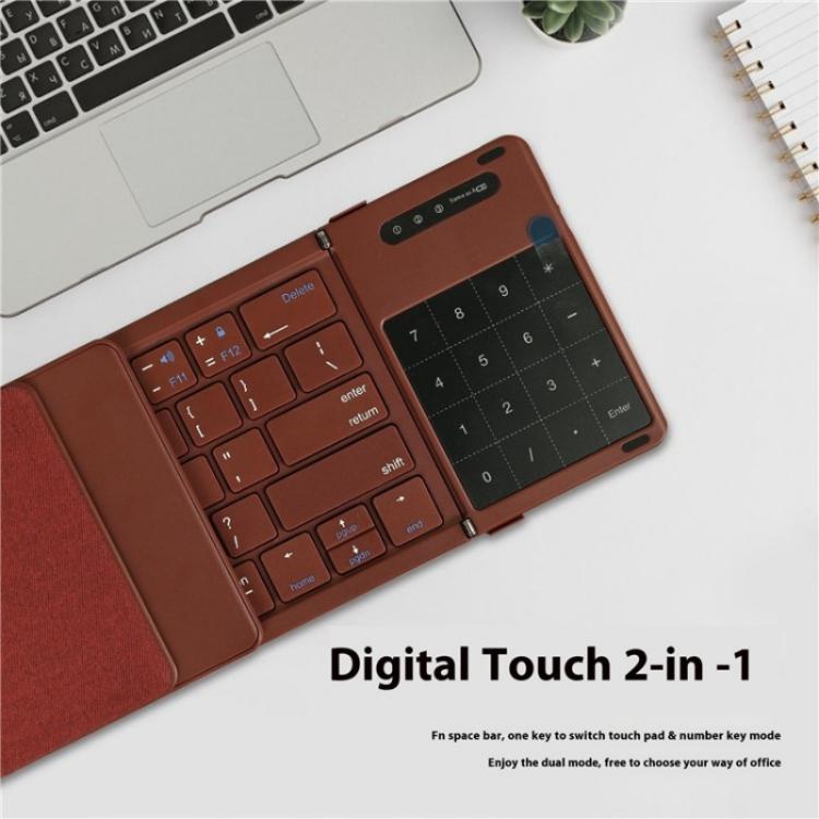 Teclado Bluetooth inalámbrico portátil B077T con panel táctil: diseño plegable y compacto