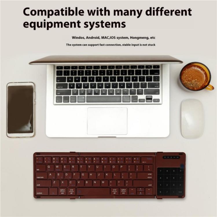 Teclado Bluetooth inalámbrico portátil B077T con panel táctil: diseño plegable y compacto