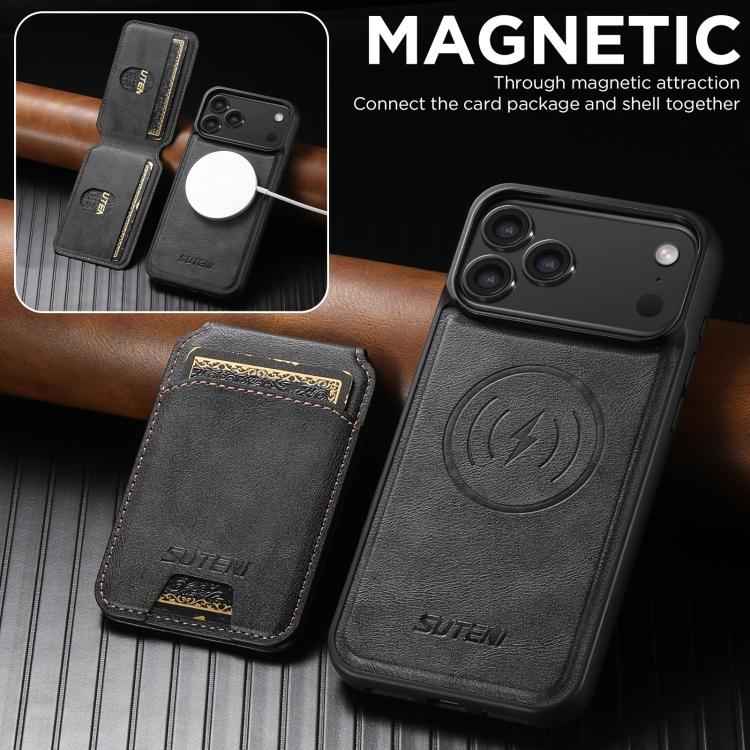 Suteni M5 Magnetic Card Bag MagSafe Leather Phone Case