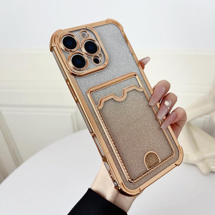 Four-cornered Glitter Electroplated Card Bag TPU Phone Case