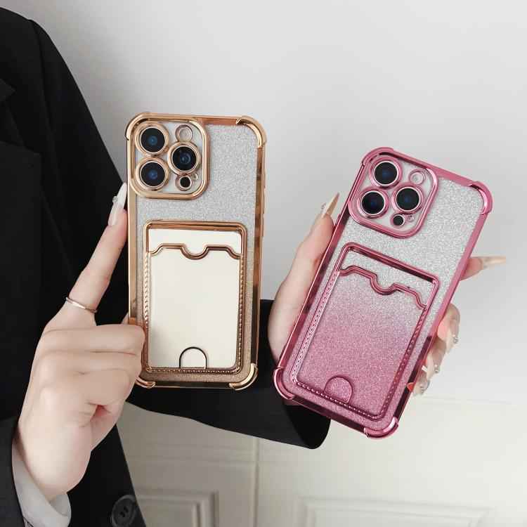 Four-cornered Glitter Electroplated Card Bag TPU Phone Case