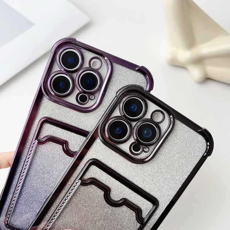 Four-cornered Glitter Electroplated Card Bag TPU Phone Case