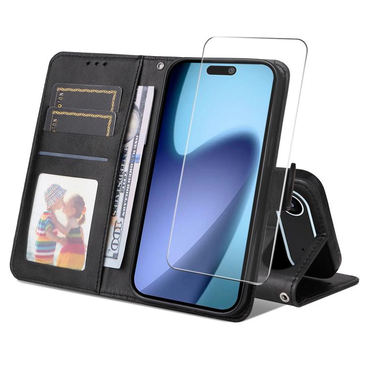 ENKAY Card Wallet Calf Texture Leather Phone Case with Thickened Glue No White Edge Film